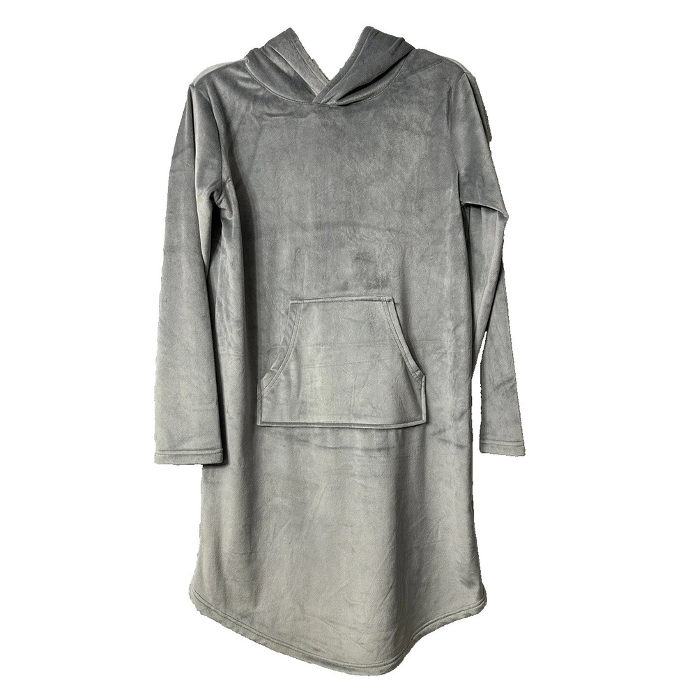 NWT Softies PJs 38 Inch Gray Hooded Snuggle Lounger Top Shirt Size XS